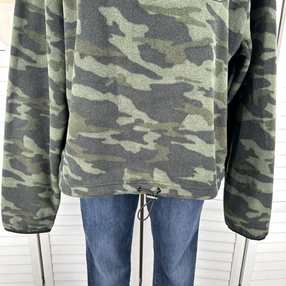 New Bebe Sport Polar Fleece 1/4 Zip Pullover Jacket Top Green Camo Women Size XL - Picture 3 of 7